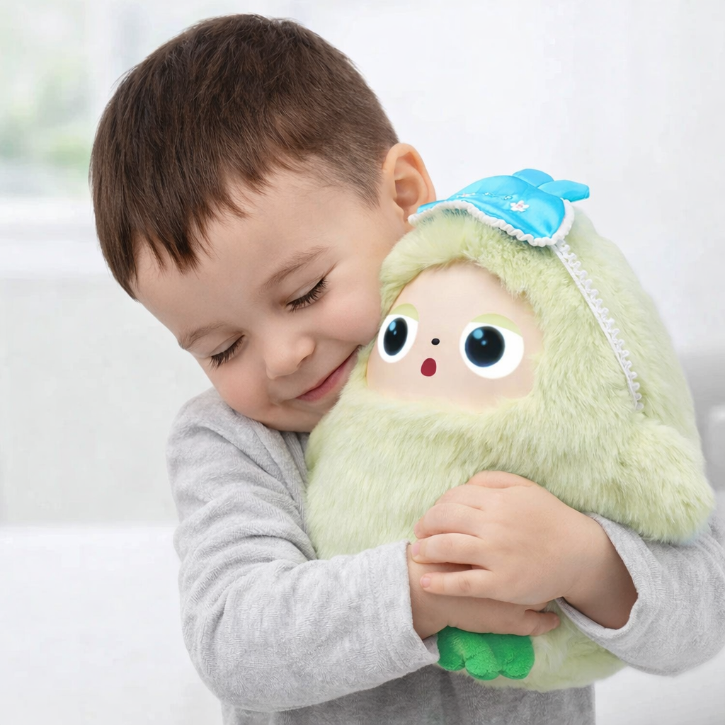 בובת AI אינטראקטיבית לילדים בזמן חיבוק ומשחק רגוע