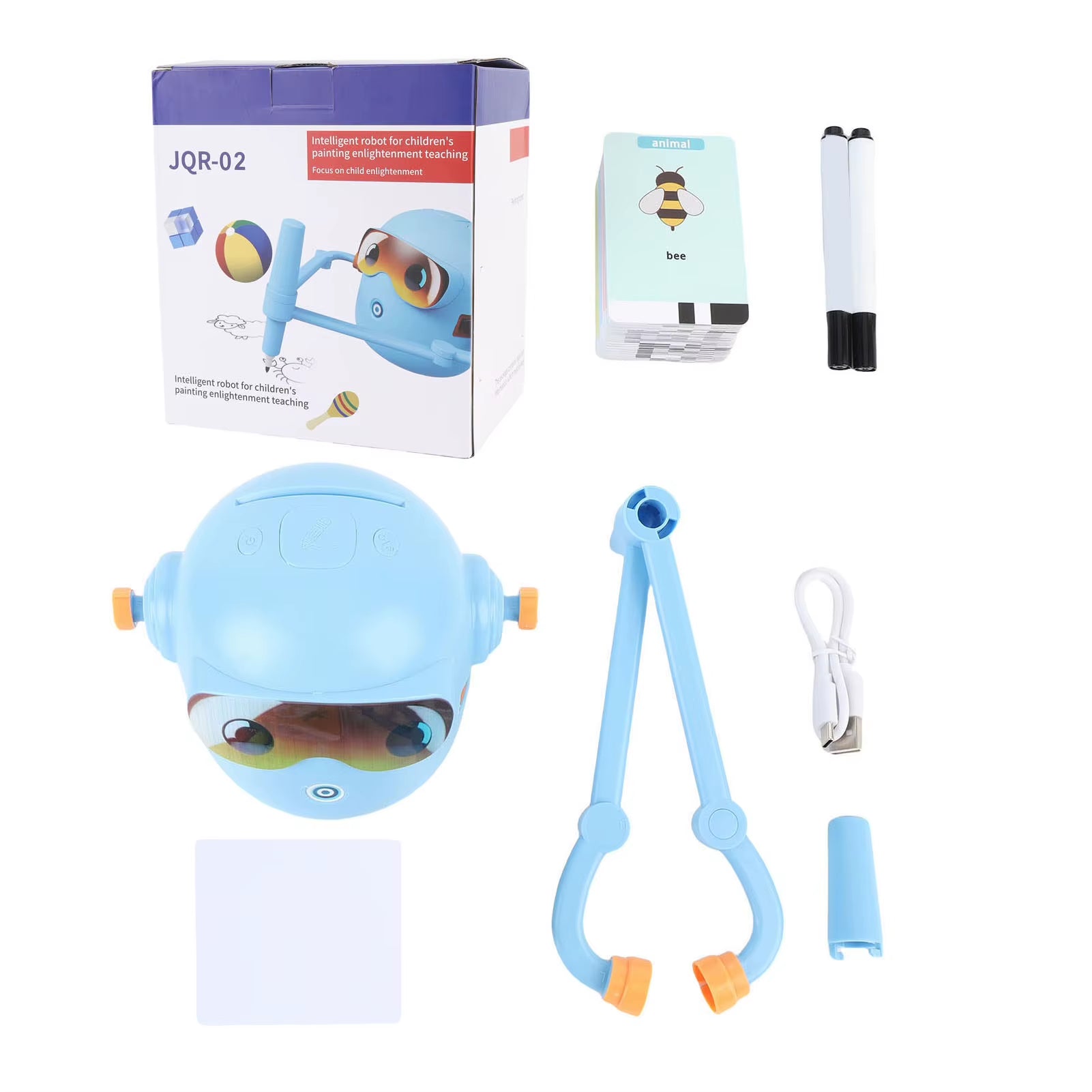 רובוט ציור לילדים עם כרטיסי לימוד ואביזרי ציור