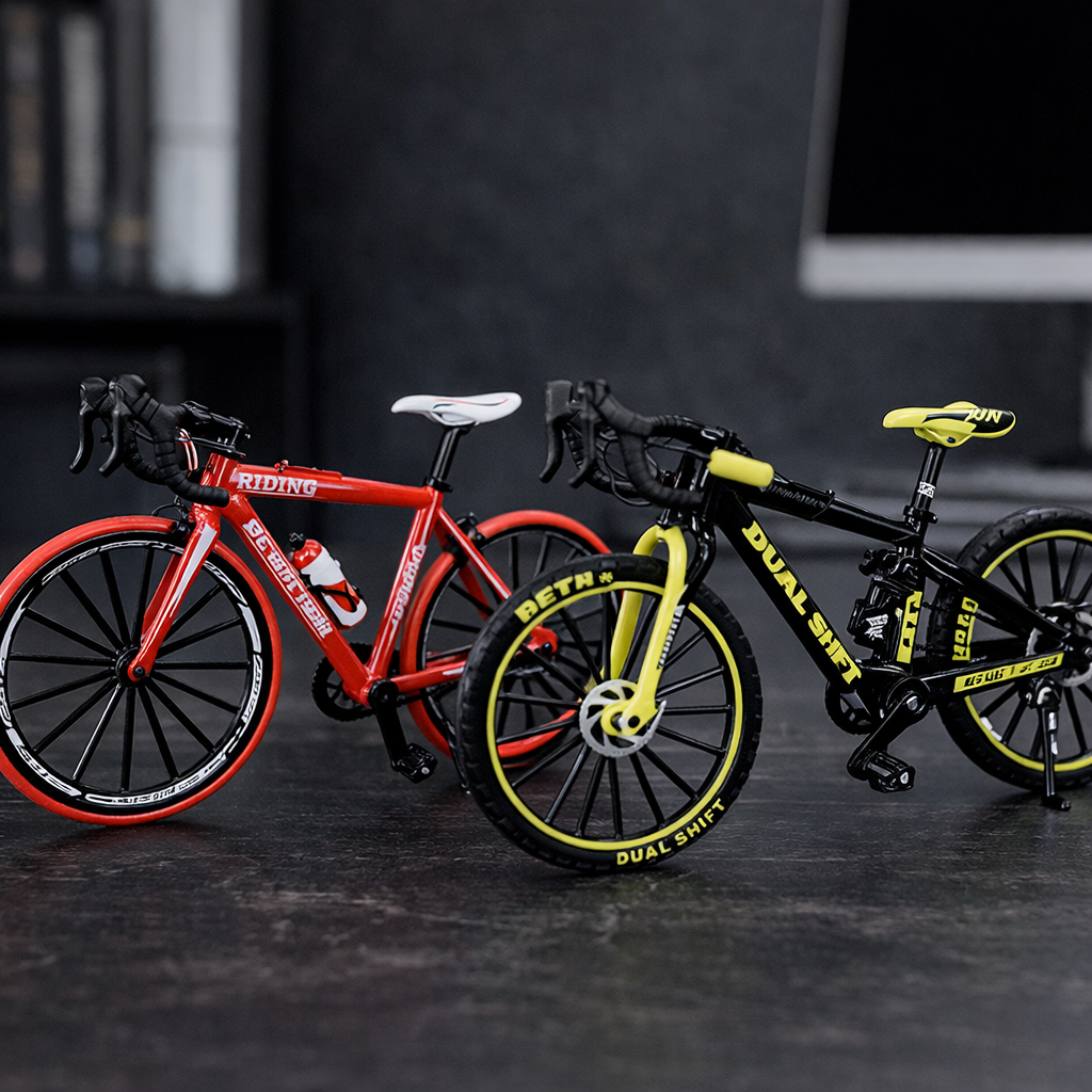 דגם אופניים לאספנות (Diecast Metal): אופני צעצוע ממתכת איכותית עם פרטים מדויקים לתצוגה על המדף