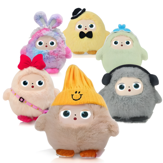 בובת AI אינטראקטיבית לילדים עם עיניים מוארות במבחר דמויות צבעוניות