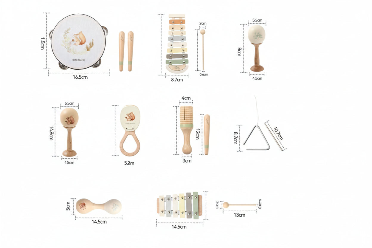 כלי נגינה מונטסוריים לתינוקות - צעצועי מוזיקה מעץ