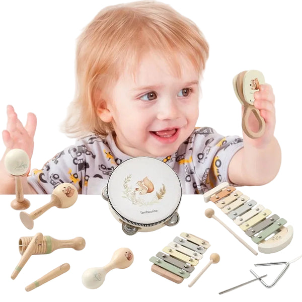 כלי נגינה מונטסוריים לתינוקות - צעצועי מוזיקה מעץ