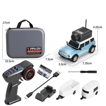 מכונית דריפט RC עם מצלמת FPV בצבע תכלת עם מסך ושלט