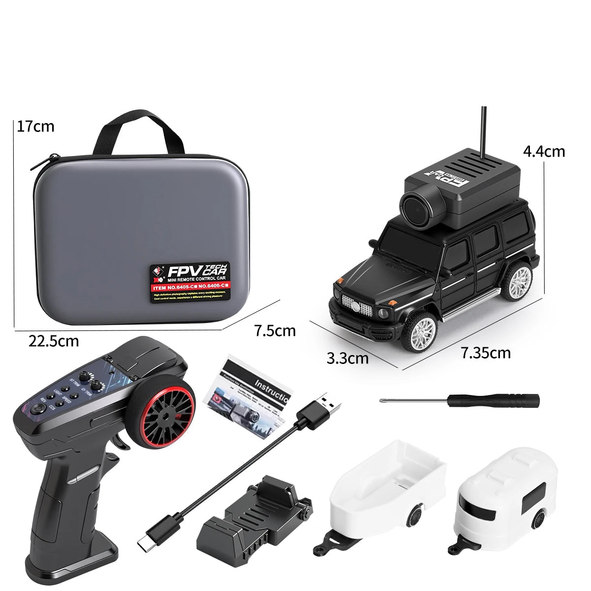 מכונית דריפט RC עם מצלמת FPV עם שלט, מסך ואביזרי שליטה