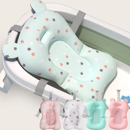 כרית אמבטיה לתינוק עם בד רך ודוגמה צבעונית עדינה