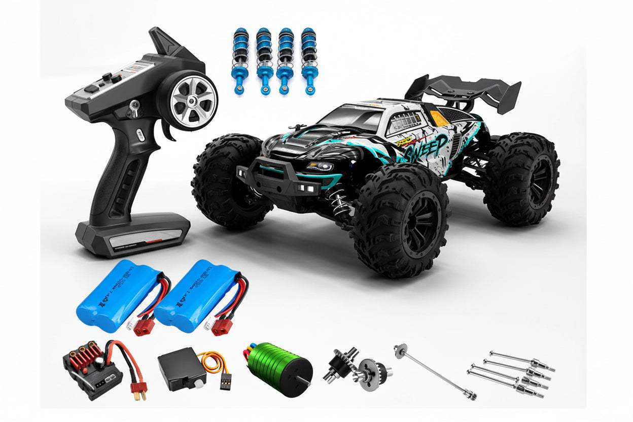 רכב שטח על שלט 4X4 בראשלס 1:16 – 70 קמ״ש