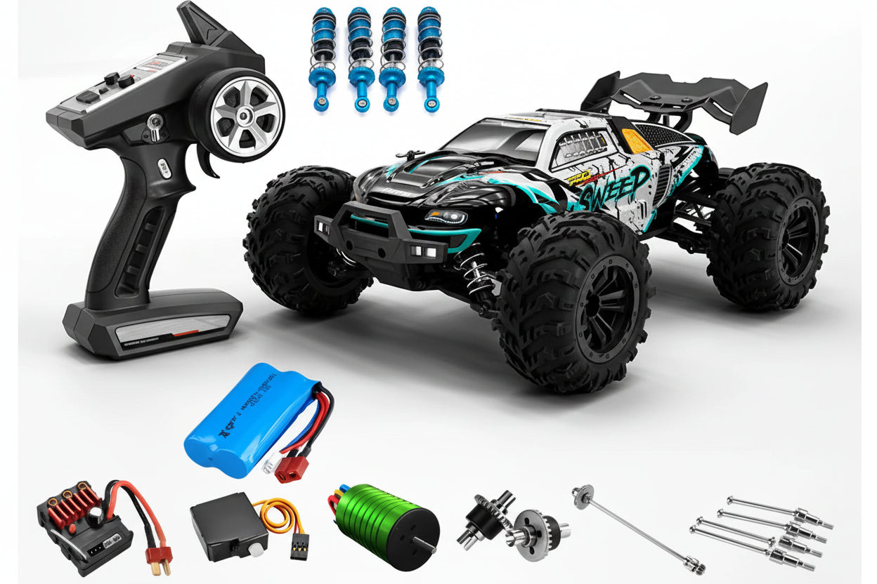 רכב שטח על שלט 4X4 בראשלס 1:16 – 70 קמ״ש