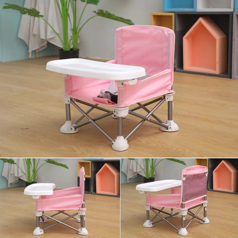 כיסא אוכל מתקפל לתינוק עם גגון שמש – כיסא טיולים נייד, מגש האכלה נשלף ועיצוב רב-תכליתי