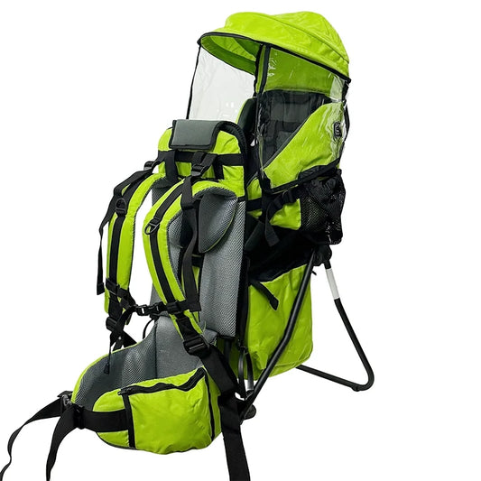 מנשא גב מתקפל לתינוק ופעוט בצבע ירוק לטיולים