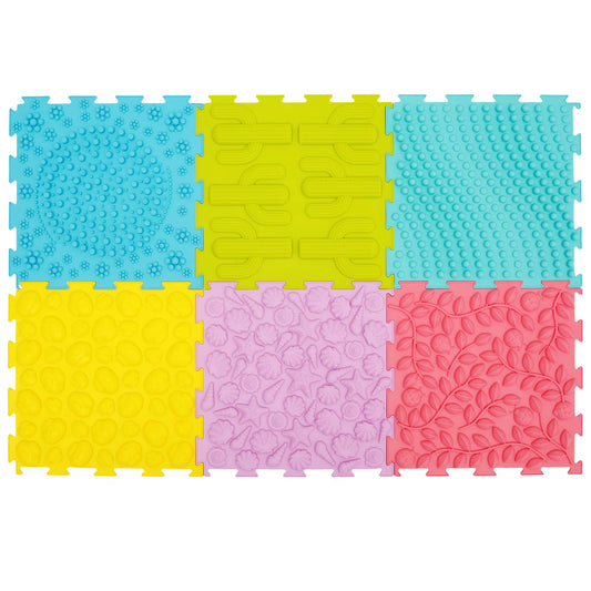 משטחי חושים סיליקון לילדים עם 6 חלקי פאזל צבעוניים