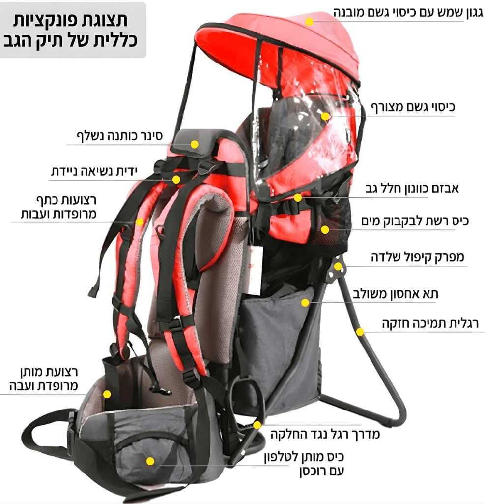 מנשא גב מקצועי לטיולים והרפתקאות - נוחות מקסימלית בשטח - BenzcraftIL