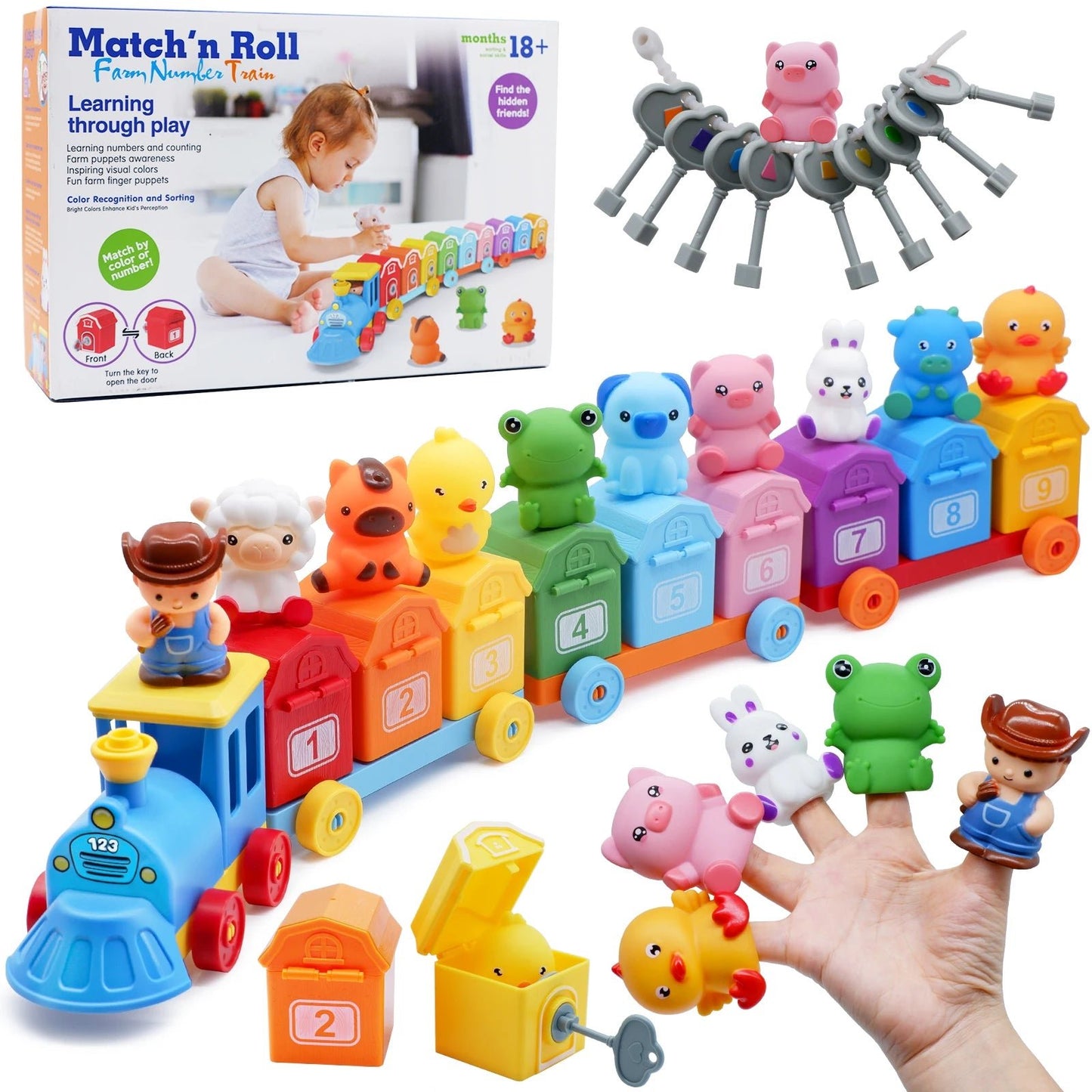 רכבת חווה מונטסורית לילדים - ספירה, מיון והתאמה - BenzcraftIL