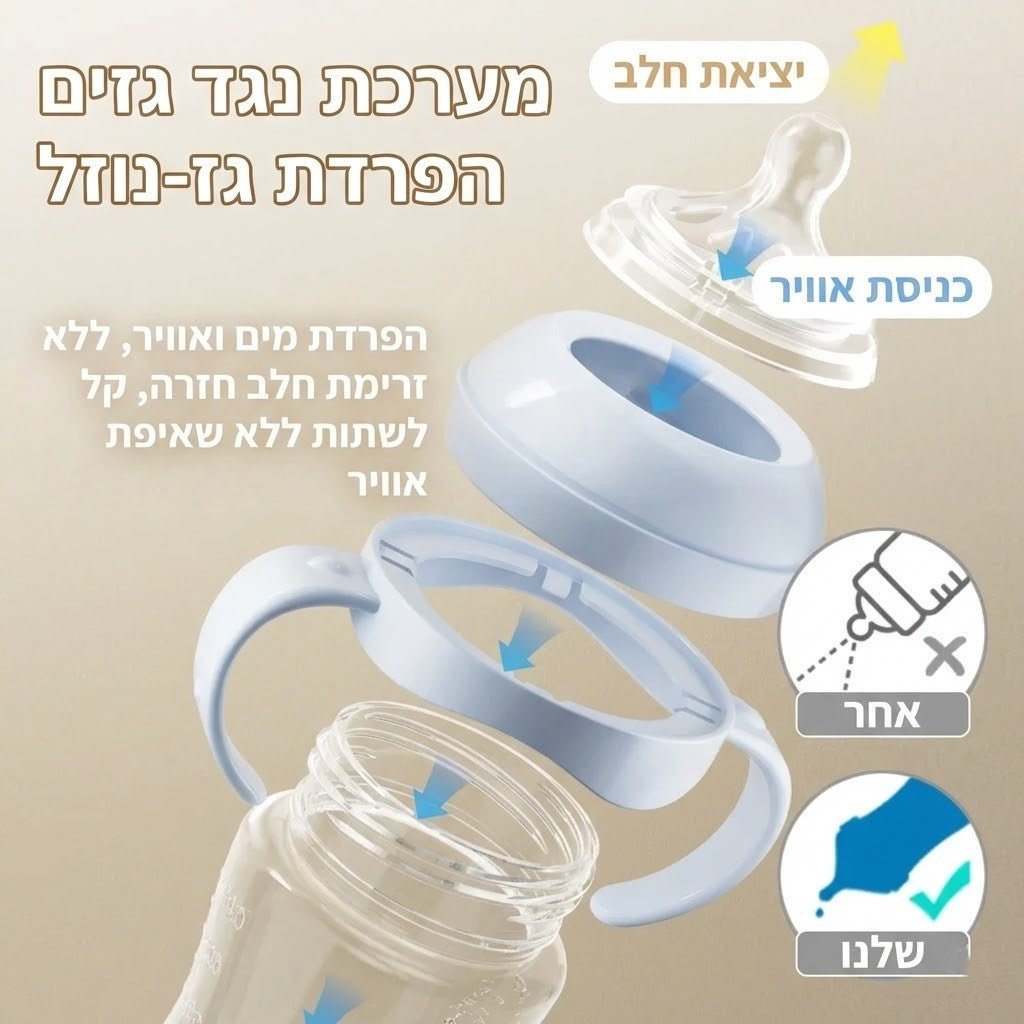 בקבוק לתינוק עם ידיות - אחיזה קלה ונוחה - BenzcraftIL