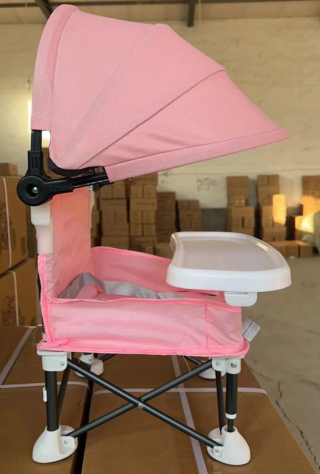 כיסא אוכל מתקפל לתינוק עם גגון שמש – כיסא טיולים נייד, מגש האכלה נשלף - BenzcraftIL