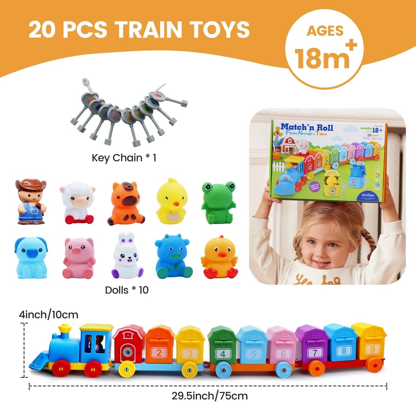 רכבת חווה מונטסורית לילדים - ספירה, מיון והתאמה - BenzcraftIL