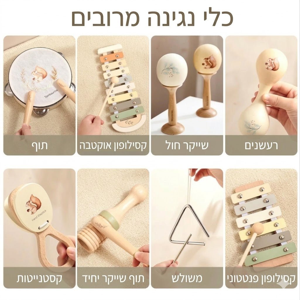 כלי נגינה מונטסוריים לתינוקות - צעצועי מוזיקה מעץ - BenzcraftIL