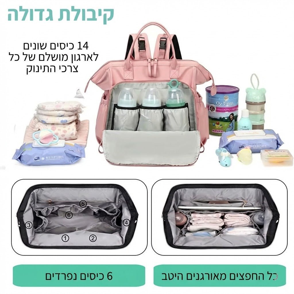 תיק החתלה לאימהות - גדול, מרווח ונוח - BenzcraftIL