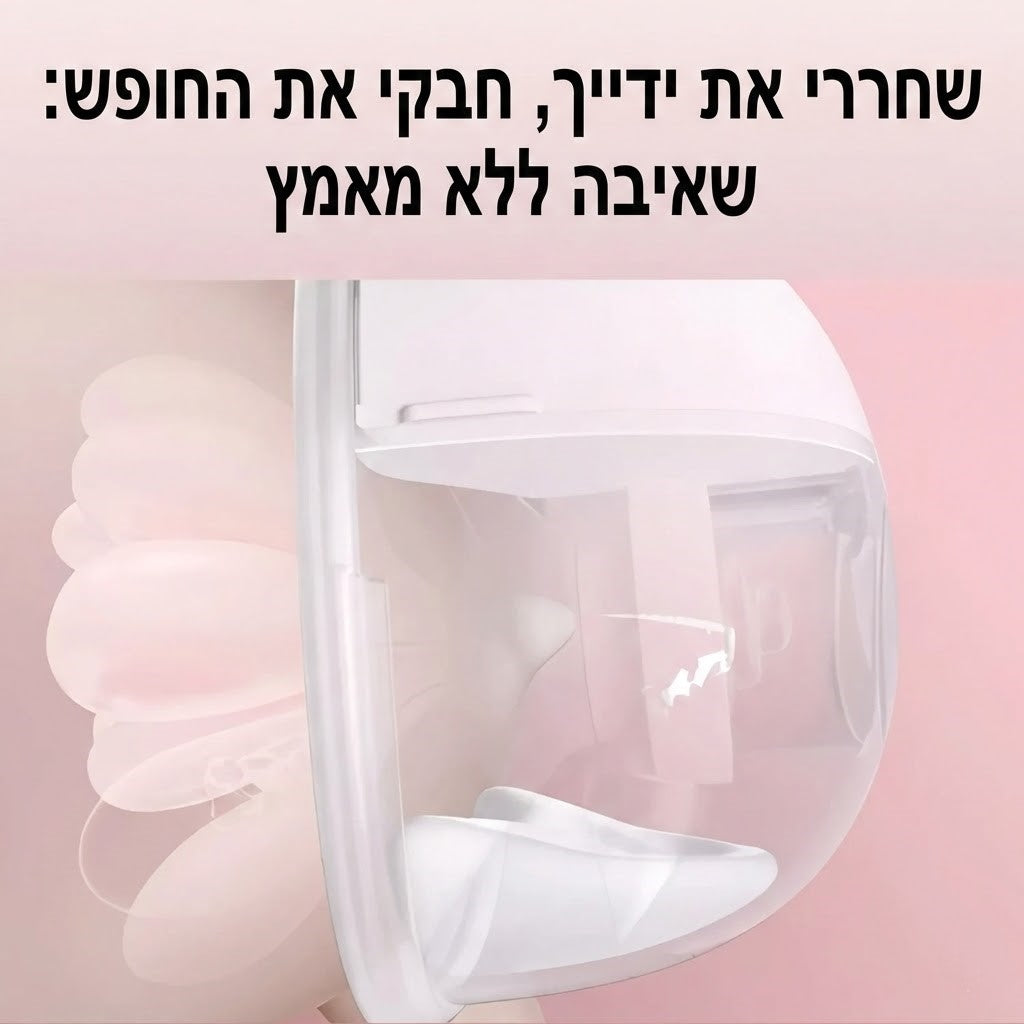משאבת חלב חשמלית לבישה עם גביע שקוף לשאיבה דיסקרטית